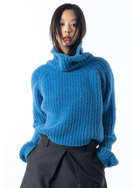 AMBOSC 冬季新品舒适贴肤高领竖坑条针织衫百搭直筒短款保暖毛衣