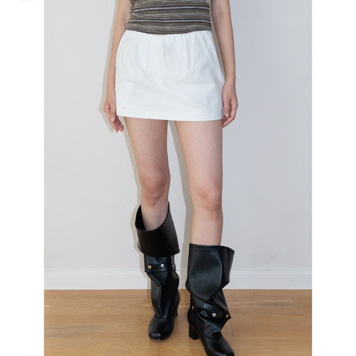 AMBOSC 夏季百搭松紧腰棉麻透气防走光裙裤A字短裙女显瘦遮肉短裤