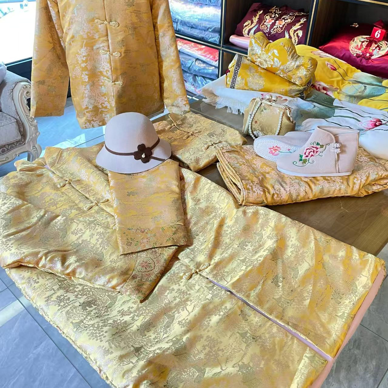 新款寿衣女高档宋锦七件套全套