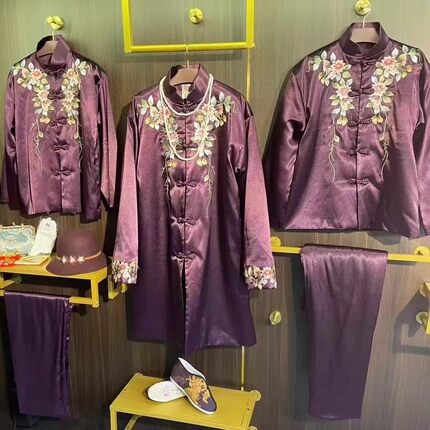 添寿服高端寿服女新中式真丝苏绣现代五件套七件套老人冲喜百年服