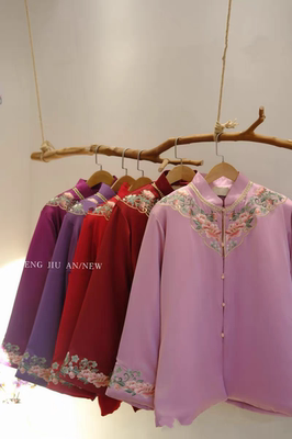 新款高档寿服女全套真丝刺绣送老衣老人冲喜百年服七件套全套配齐