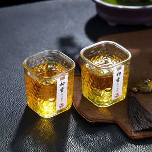 玻璃杯ins初雪水杯加厚锤纹杯威士忌酒杯茶杯家用喝水日式 高颜值