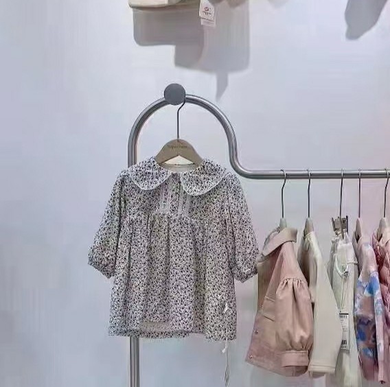 洛Xia0 米女童加绒小碎花两层连衣裙