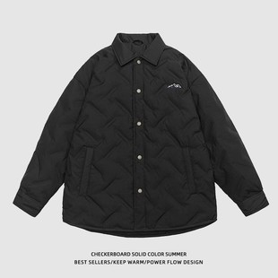 有术90白鸭刺绣格子羽绒服男冬季新款轻薄舒适宽松保暖大码外套