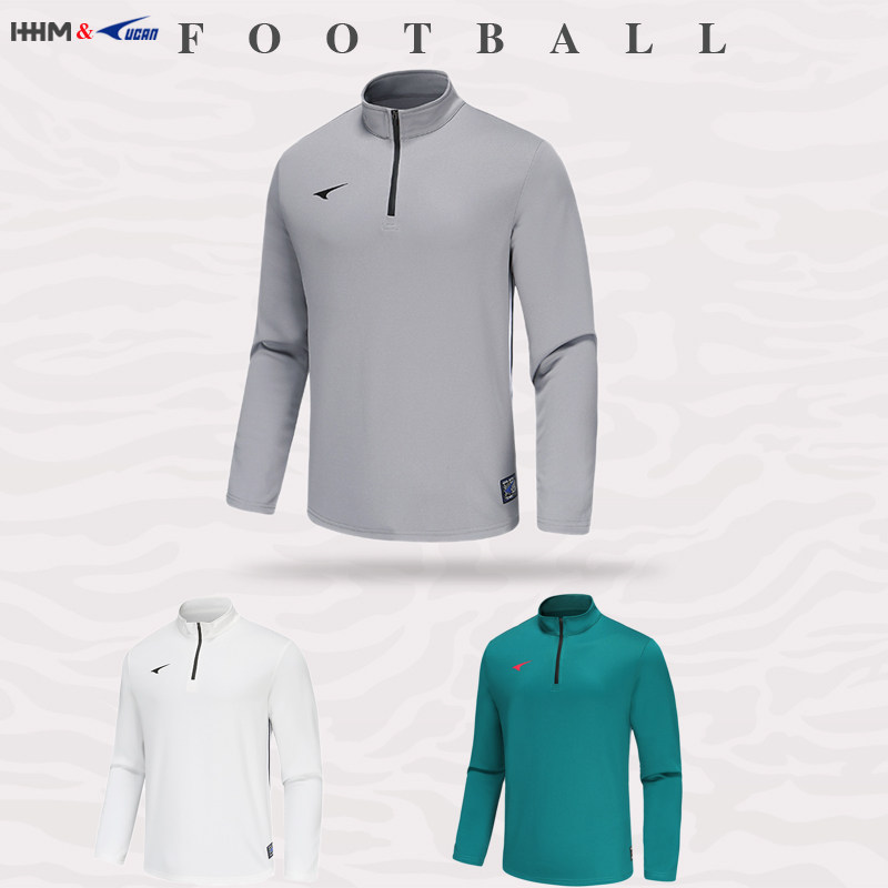 ucan锐克足球运动卫衣男休闲长袖上衣针织半开胸足球训练服106020