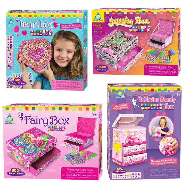 어린이 수제 DIY 하트 모양의 보석 상자 장난감 소녀 크리 에이 티브 붙여 넣기 재료 패키지 만들기 3-5-6-7 세 교육