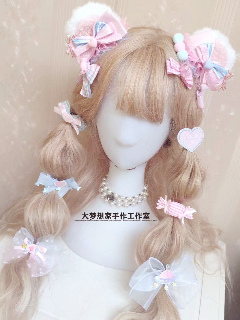 大梦想家 原创手作熊耳边夹套装lolita小物定制饰品头饰发饰包
