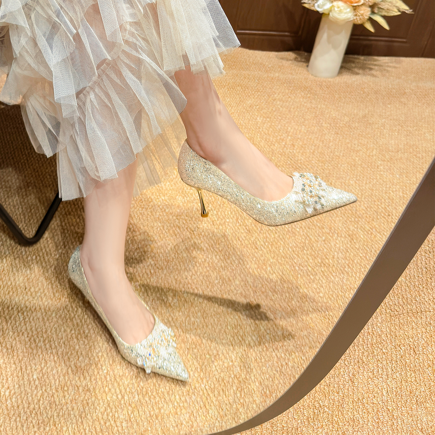 婚鞋新娘鞋女2025新秀禾婚纱两穿水晶高跟鞋伴娘配礼服订婚不累脚