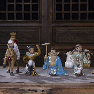 西游记唐僧孙悟空猪八戒沙僧四师徒陶瓷人物摆件假山盆景园林装饰