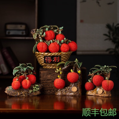 陶瓷招财中式客厅水果仿真摆件