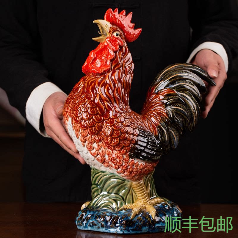 客厅玄关金鸡报晓石湾陶瓷