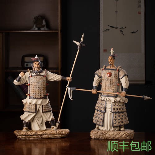 石湾公仔陶瓷摆件全新门神古典秦武将门神兵马俑陶瓷武将装饰品