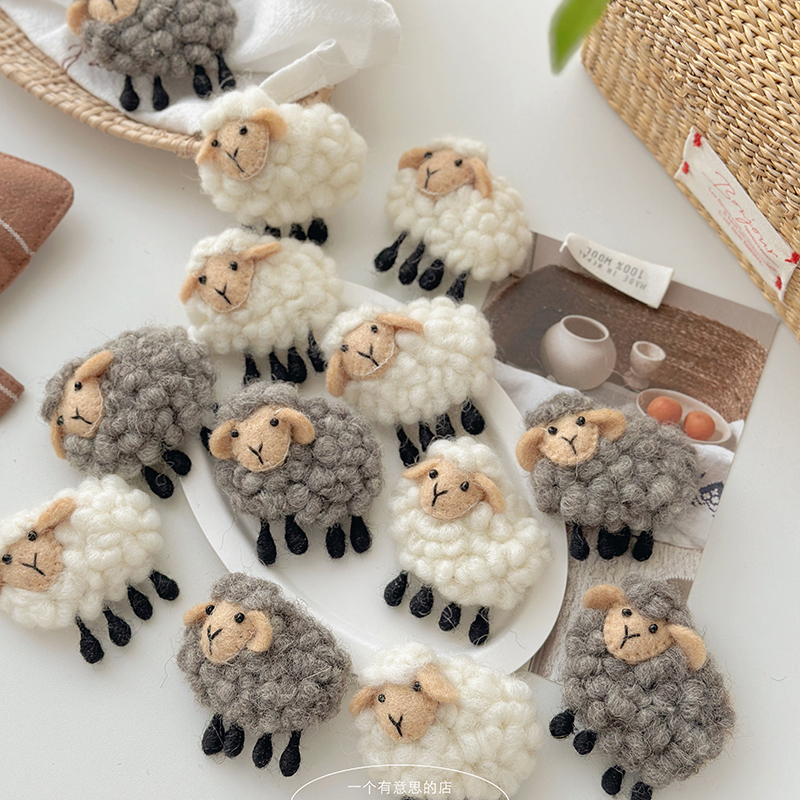 羊毛毡胸针别针狗兔子徽章配饰