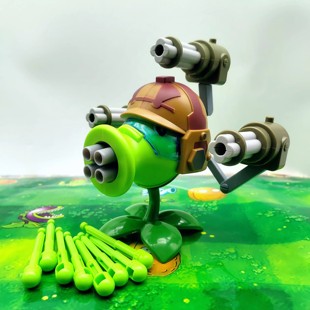 植物大战僵尸新款加特林机枪豌豆射手未来博士僵王儿童男孩玩具