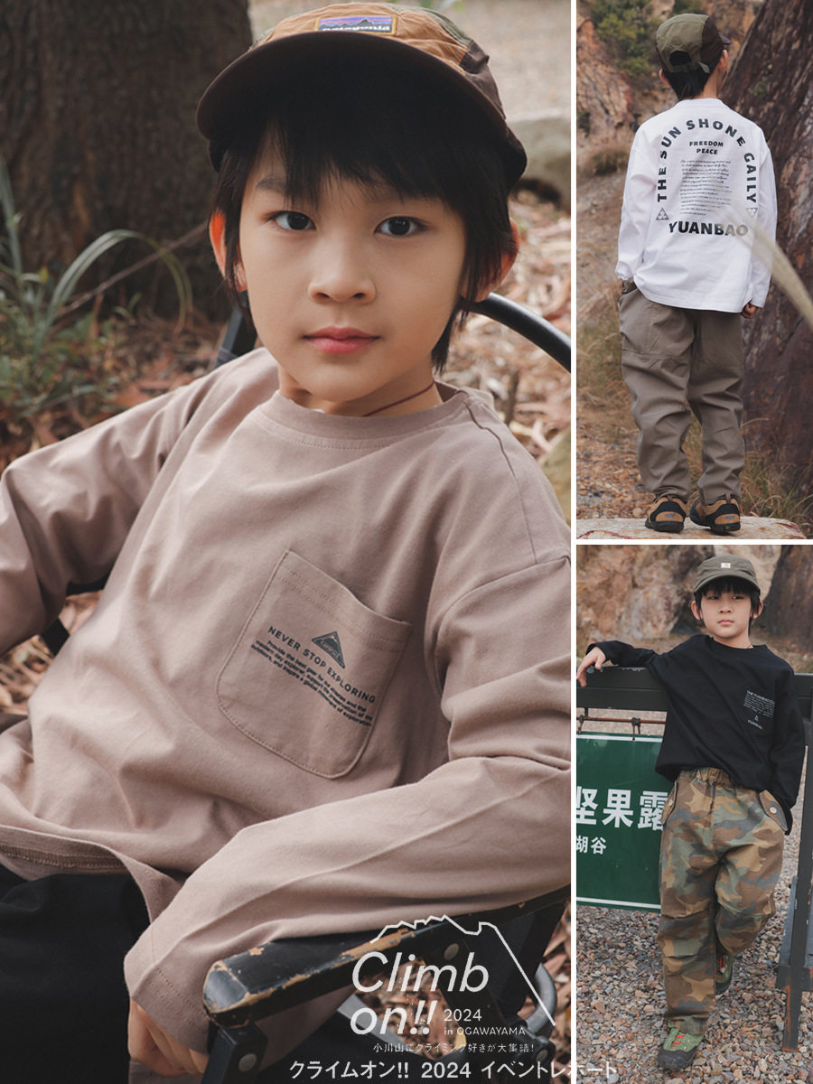 新品春款男童纯棉长袖T恤中大童儿童上衣休闲百搭透气打底衫 帅气