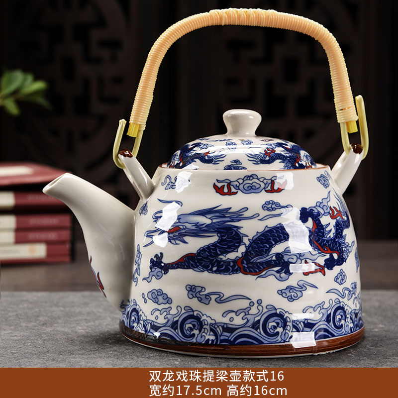 Ấm Trà Gốm Sứ Dùng Trong Nhà Hàng Khách Sạn Ấm Đơn Có Quai Xách Cỡ Lớn Có Lọc Ấm Trà Gia Dụng Ấm Nước Mát Mùa Hè