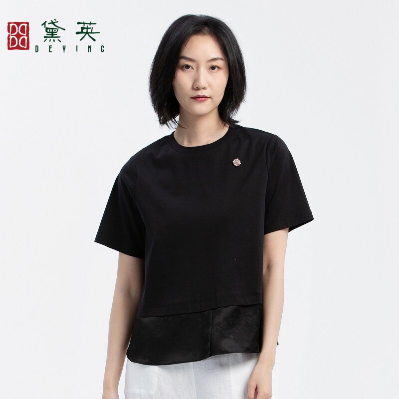 黛英夏季新品简约百搭民族风款体恤 TAP2420