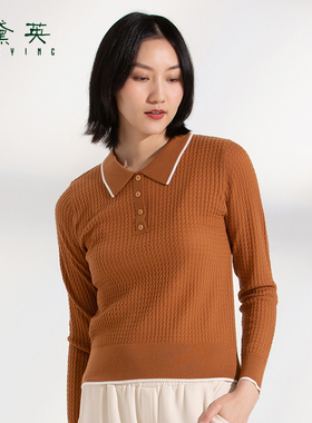 黛英秋季女士纯色时尚减龄休闲百搭职场款针织衫 SMAM4021