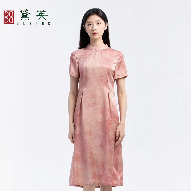 黛英夏季新品简约百搭民族风款旗袍裙 PAP2043
