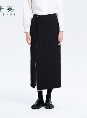 黛英冬季新品简约时尚百搭民族风款半裙 QAO4102