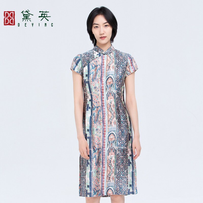 黛英夏季新品简约百搭民族风款旗袍 PAO2414