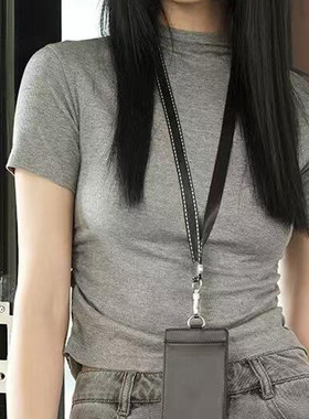 【tu】极简修身半高领短袖T恤女灰色显瘦百搭针织衫2471252041