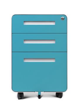 圆弧拉手活动柜钢制桌下柜三抽柜文件柜矮柜资料柜灰白色加厚款