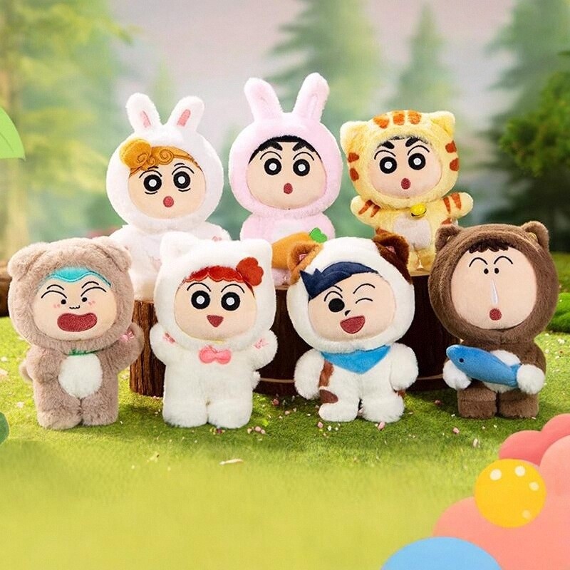 正版蜡笔小新小动物系列盲盒挂件