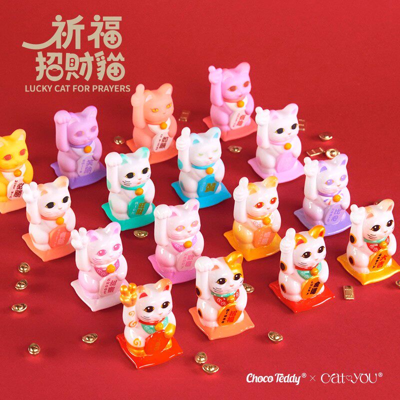 正版祈福招财猫签筒系列盲盒摆件