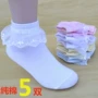 Vớ trẻ em ren bé gái vớ cotton mùa xuân và mùa thu hè Công chúa Hàn Quốc và Nhật Bản nhảy trắng - Vớ shop quần áo trẻ em đẹp