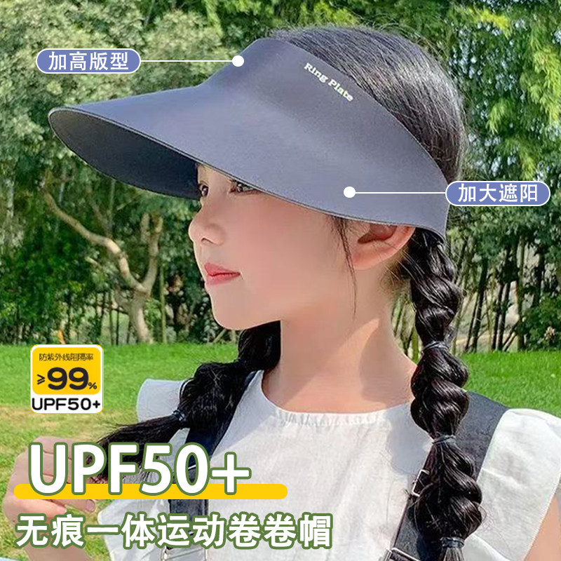 儿童防晒帽夏季女童遮阳帽2026新款男童宝宝户外防紫外线空顶凉帽