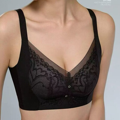 B杯中薄款无钢圈无骨舒适养护型聚拢文胸收副乳返下垂26009