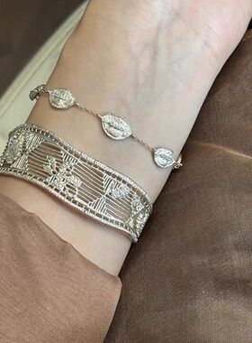【佩佩智】新中式复古织纹925银手链女轻奢高级小众设计手环