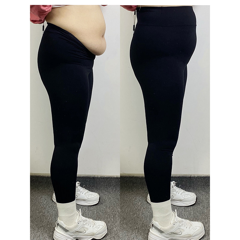 小熊趴在云朵 2021春装新款胖mm大码黑色打底裤 鲨鱼裤显瘦芭比裤