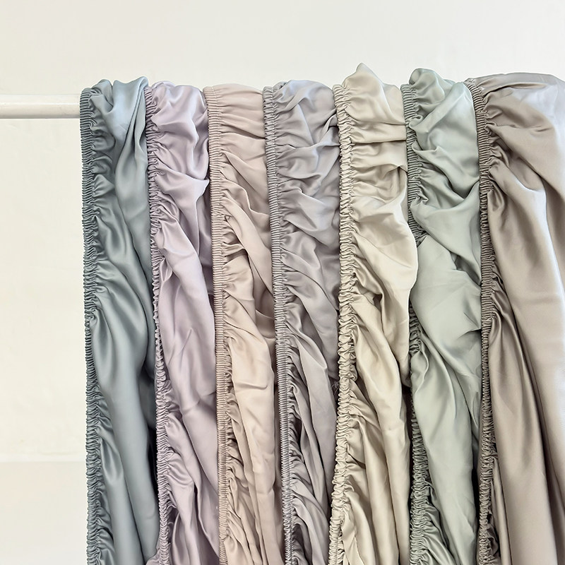 新款纯色贡缎天丝床笠夏季薄款床单学生宿舍席梦思保护罩防滑枕套