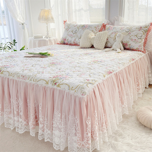 全棉小碎花床裙单件四季 遮丑 通用加厚夹棉纯棉公主床罩套2025新款