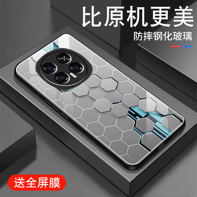 适用荣耀Magic8Pro手机壳男华为荣耀magic8科技感钢化玻璃Honor潮新款保护套全包个性创意小众防摔高级硬外壳