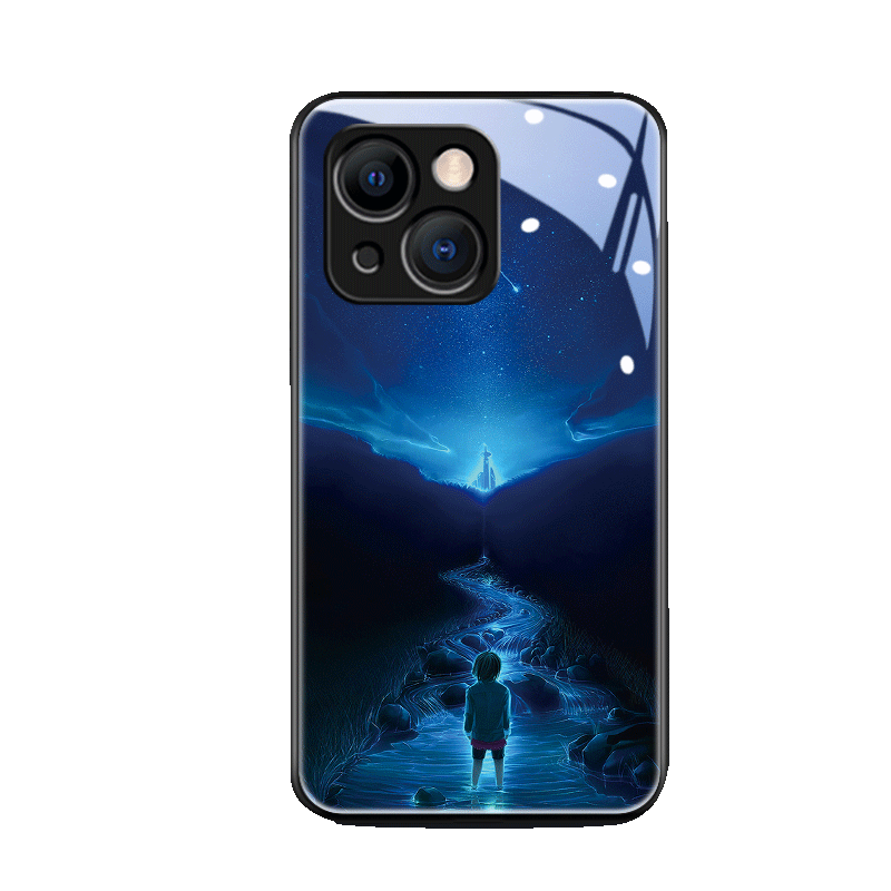 星空深灰羊群适用于苹果15手机壳iPhone13新款14pro镜面玻璃IP12潮男11ProMax防摔XR套xsmax个