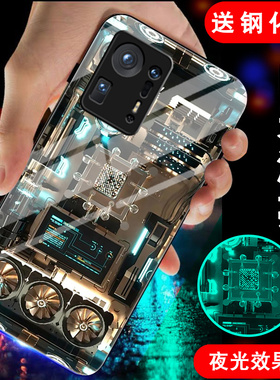 电路板适用小米mix4手机壳MImix2夜光civi2钢化玻璃civi1s男生mix3潮牌max2保护max3套MAX全包防摔硅胶外壳
