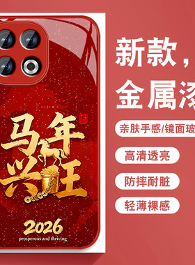 适用vivoiqoo13手机壳新款iqoo12pro本命年红色por马年兴旺viv0保护套爱酷金属漆玻璃iq0013全包防摔外壳潮男
