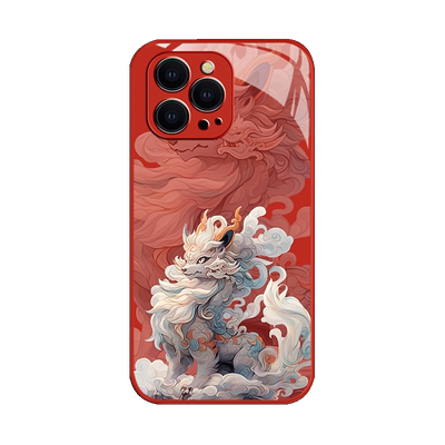 麒麟适用苹果14pro手机壳iPhone13中国风15金属漆玻璃12promax高级11新年min龙牌xs硅胶xr男女8全包7p硬se3壳