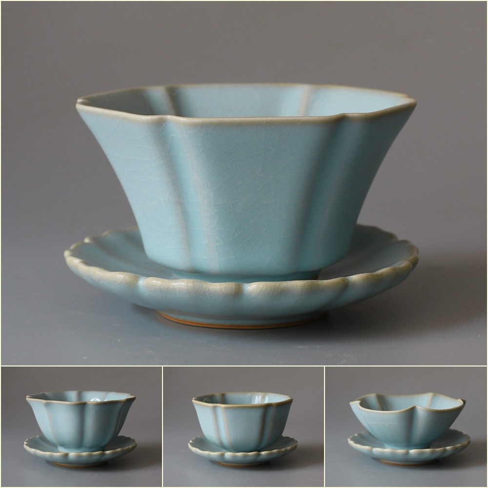 汝州原产地汝瓷郭留江制主人杯赠杯托汝窑冰裂纹开片养杯单杯茶杯