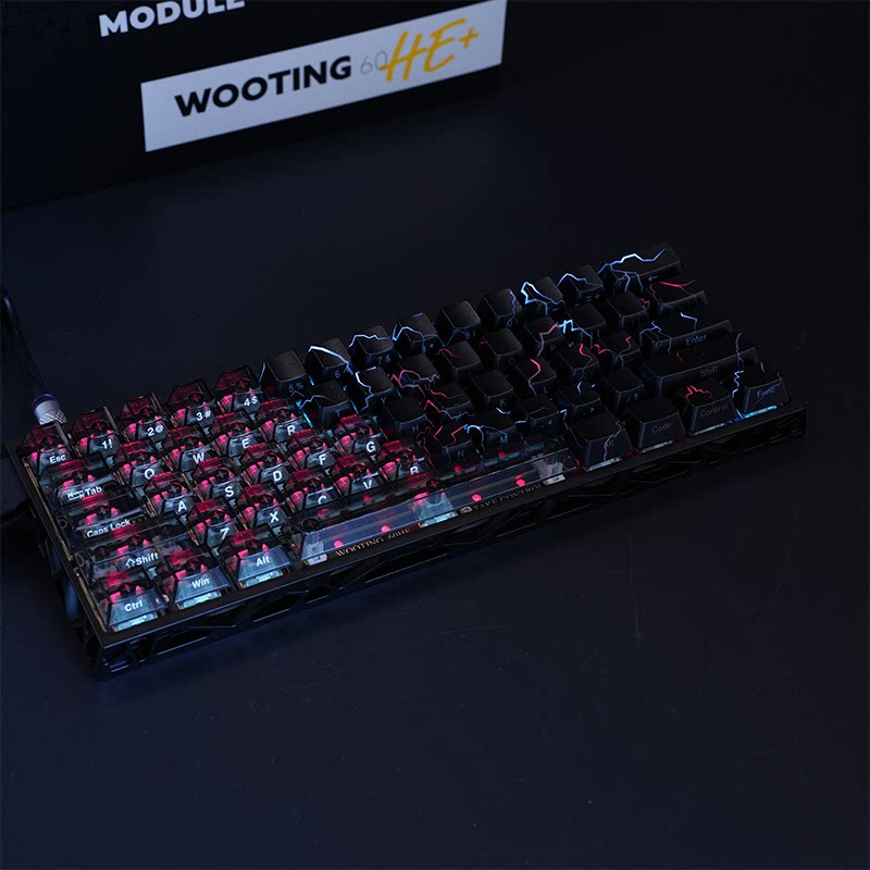 WOOTING 60HEV2满改-黑镂空-黑透闪电图片