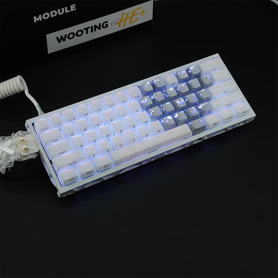 WOOTING 60HE V2满改-白镂空-白水晶蝴蝶双拼