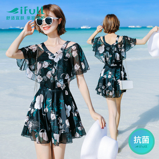 胖mm连体裙式 大码 女士泡温泉 保守遮肚显瘦2026年新款 宜肤泳衣女款