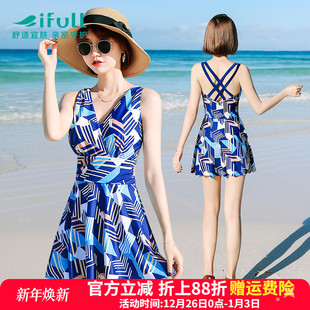 泡温泉连体裙式 宜肤游泳衣女保守2025年新款 显瘦遮肚性感韩国冬季