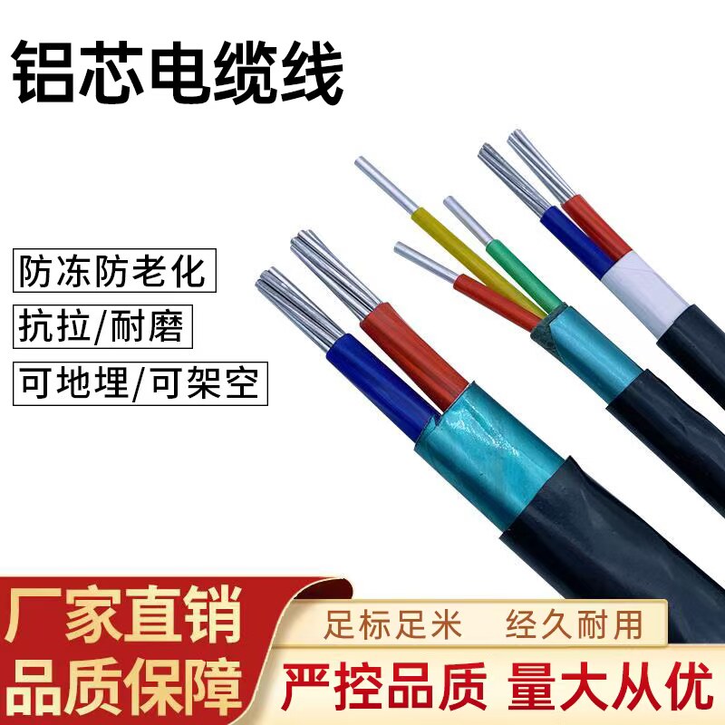 户外铝线2芯4 6 10 16 25 35平方三相四线架空地埋专用铠装电缆线