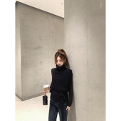 Zzhen珍珍即兴探戈复古绞花高领无袖 针织衫 马甲&黑色打底叠穿