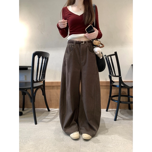 珍珍家琥珀流光本期超爱工装裤百搭显瘦复古阔腿弯刀裤高腰长裤秋