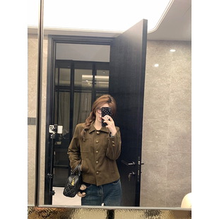 珍珍家布里斯托艺术复古vintage气质百搭短外套气质翻领工装夹克